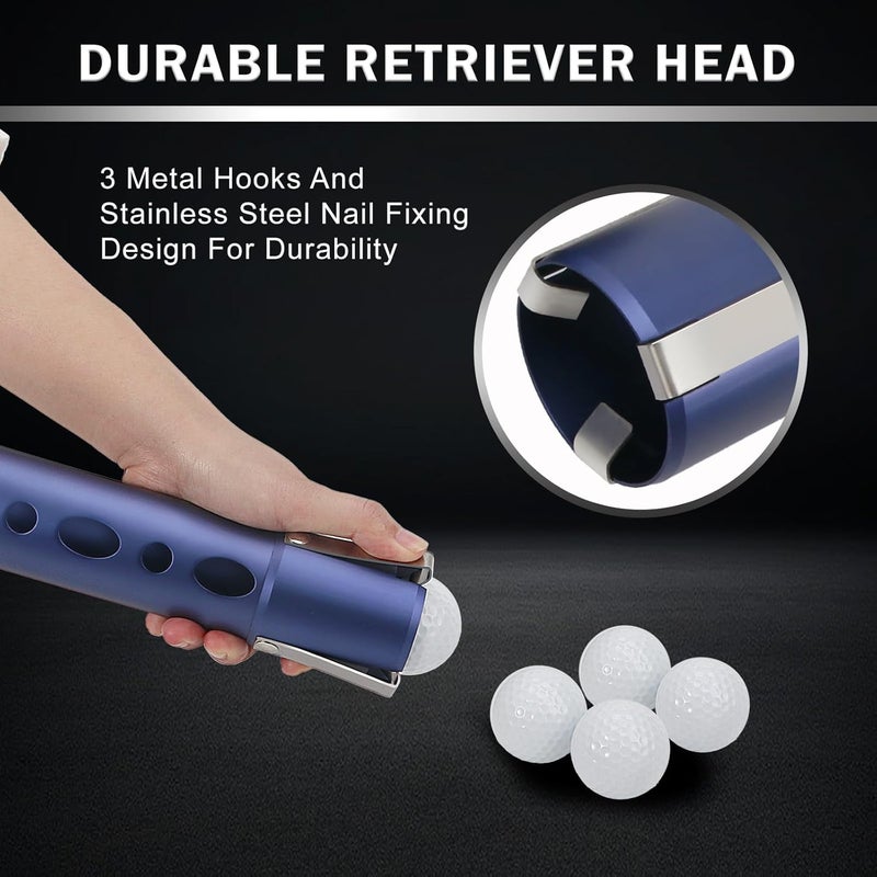 Nogcay Golf Ball Picker Upper Aluminium Alloy Golf Ball Retriever Shag Tube, Golf Ball Shagger Holds 20 Golf Balls Retriever Tool Golf Ball Collector, Blue/Black - Image 3